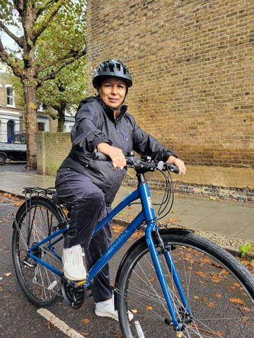 Patricia on bike